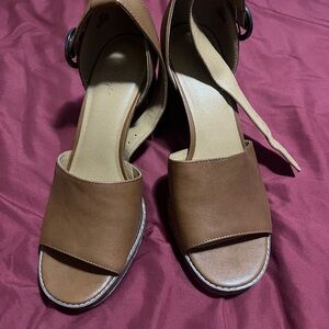 Crown Vintage Caramel colored Block Heel Sandals